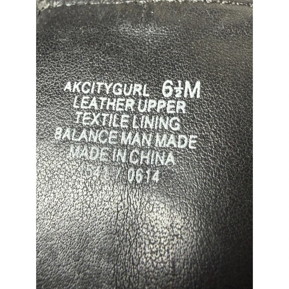 Anne Klein Black Leather Over The Knee Boots Mixed Media Flat Riding Boot 6.5